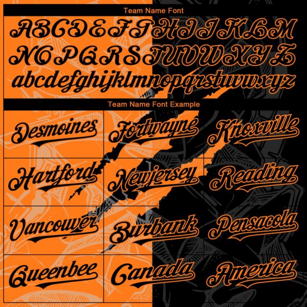 Custom Graffiti Pattern Black-Bay Orange 3D Scratch Authentic Baseball Jersey
