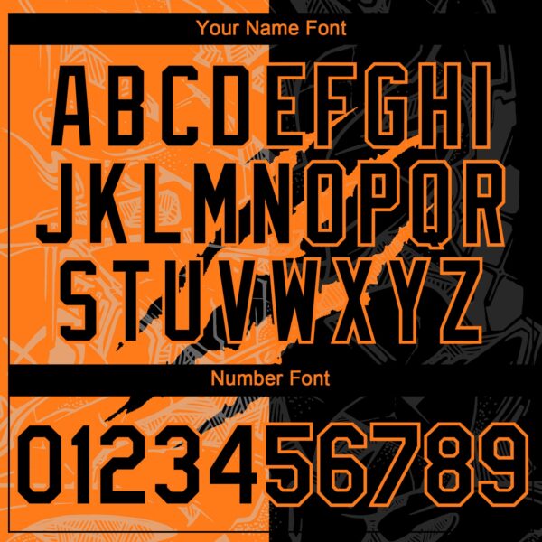 Custom Graffiti Pattern Black-Bay Orange 3D Scratch Authentic Baseball Jersey