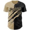 Custom Graffiti Pattern Black-Vegas Gold 3D Scratch Authentic Baseball Jersey