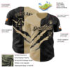 Custom Graffiti Pattern Black-Vegas Gold 3D Scratch Authentic Baseball Jersey