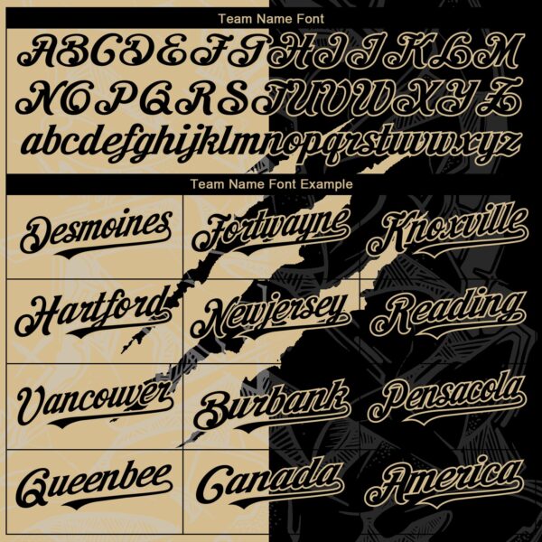 Custom Graffiti Pattern Black-Vegas Gold 3D Scratch Authentic Baseball Jersey