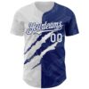 Custom Graffiti Pattern White-Royal 3D Scratch Authentic Baseball Jersey