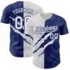 Custom Graffiti Pattern White-Royal 3D Scratch Authentic Baseball Jersey
