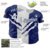 Custom Graffiti Pattern White-Royal 3D Scratch Authentic Baseball Jersey
