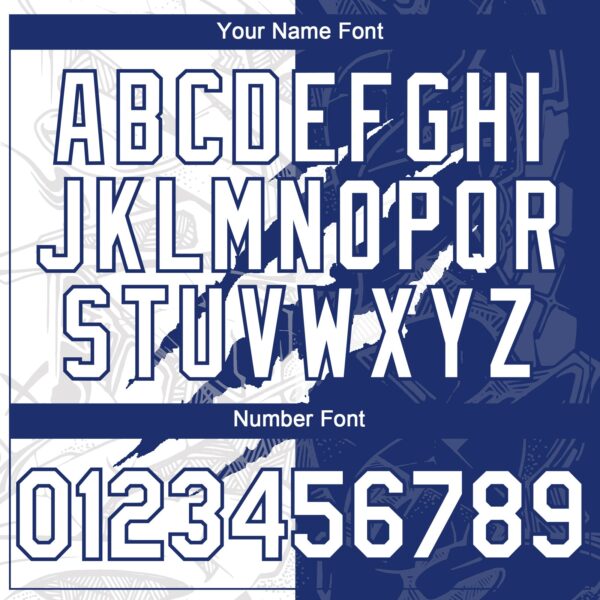 Custom Graffiti Pattern White-Royal 3D Scratch Authentic Baseball Jersey