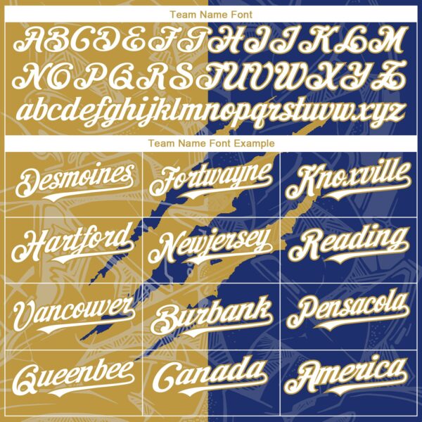 Custom Graffiti Pattern White Royal-Old Gold 3D Scratch Authentic Baseball Jersey