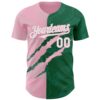 Custom Graffiti Pattern White Kelly Green-Light Pink 3D Scratch Authentic Baseball Jersey