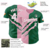 Custom Graffiti Pattern White Kelly Green-Light Pink 3D Scratch Authentic Baseball Jersey