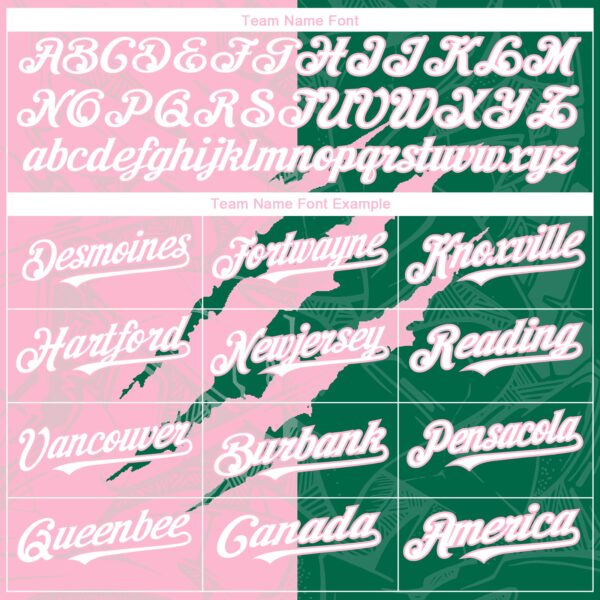 Custom Graffiti Pattern White Kelly Green-Light Pink 3D Scratch Authentic Baseball Jersey