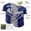 Custom Graffiti Pattern White Royal-Gray 3D Scratch Authentic Baseball Jersey
