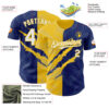 Custom Graffiti Pattern White Royal-Yellow 3D Scratch Authentic Baseball Jersey