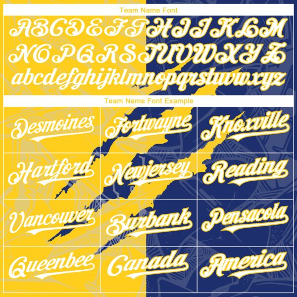 Custom Graffiti Pattern White Royal-Yellow 3D Scratch Authentic Baseball Jersey