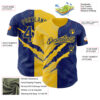 Custom Graffiti Pattern Royal-Yellow 3D Scratch Authentic Baseball Jersey