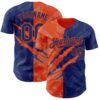 Custom Graffiti Pattern Royal-Orange 3D Scratch Authentic Baseball Jersey