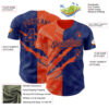 Custom Graffiti Pattern Royal-Orange 3D Scratch Authentic Baseball Jersey