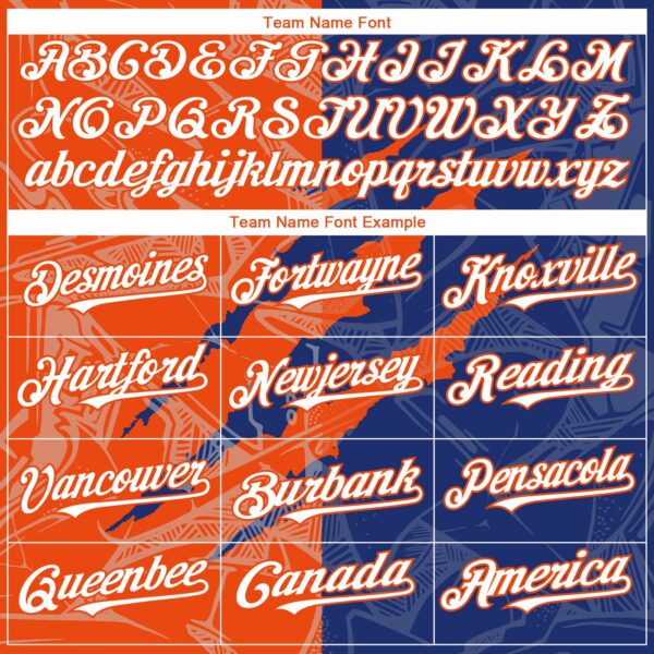 Custom Graffiti Pattern White Royal-Orange 3D Scratch Authentic Baseball Jersey