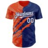 Custom Graffiti Pattern White Royal-Orange 3D Scratch Authentic Baseball Jersey