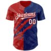 Custom Graffiti Pattern White Royal-Red 3D Scratch Authentic Baseball Jersey