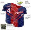 Custom Graffiti Pattern White Royal-Red 3D Scratch Authentic Baseball Jersey