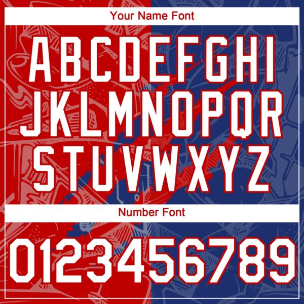 Custom Graffiti Pattern White Royal-Red 3D Scratch Authentic Baseball Jersey