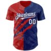 Custom Graffiti Pattern White Royal-Red 3D Scratch Authentic Baseball Jersey