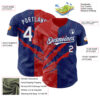 Custom Graffiti Pattern White Royal-Red 3D Scratch Authentic Baseball Jersey