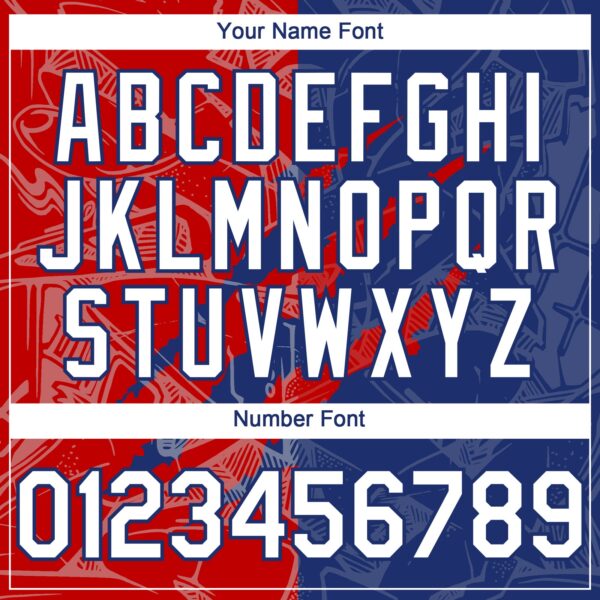 Custom Graffiti Pattern White Royal-Red 3D Scratch Authentic Baseball Jersey