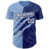 Custom Graffiti Pattern White Royal-Light Blue 3D Scratch Authentic Baseball Jersey