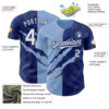 Custom Graffiti Pattern White Royal-Light Blue 3D Scratch Authentic Baseball Jersey
