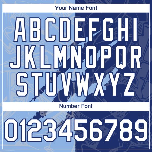 Custom Graffiti Pattern White Royal-Light Blue 3D Scratch Authentic Baseball Jersey