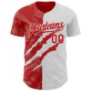 Custom Graffiti Pattern Red-White 3D Scratch Authentic Baseball Jersey