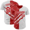 Custom Graffiti Pattern Red-White 3D Scratch Authentic Baseball Jersey