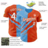 Custom Graffiti Pattern White Orange-Sky Blue 3D Scratch Authentic Baseball Jersey