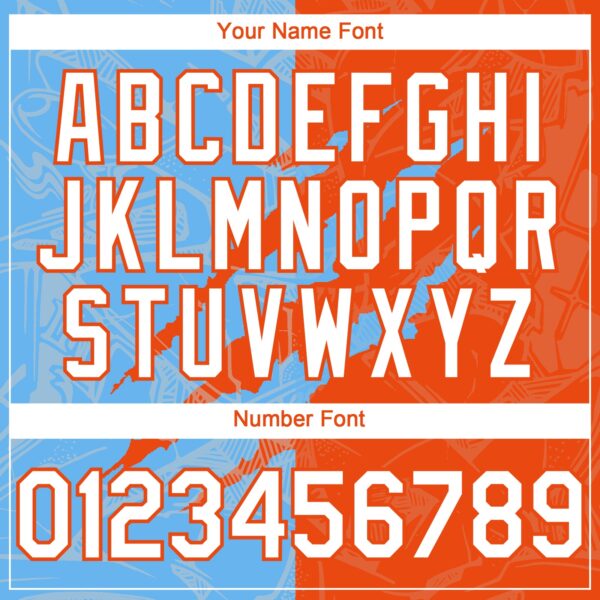 Custom Graffiti Pattern White Orange-Sky Blue 3D Scratch Authentic Baseball Jersey