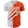Custom Graffiti Pattern White-Orange 3D Scratch Authentic Baseball Jersey