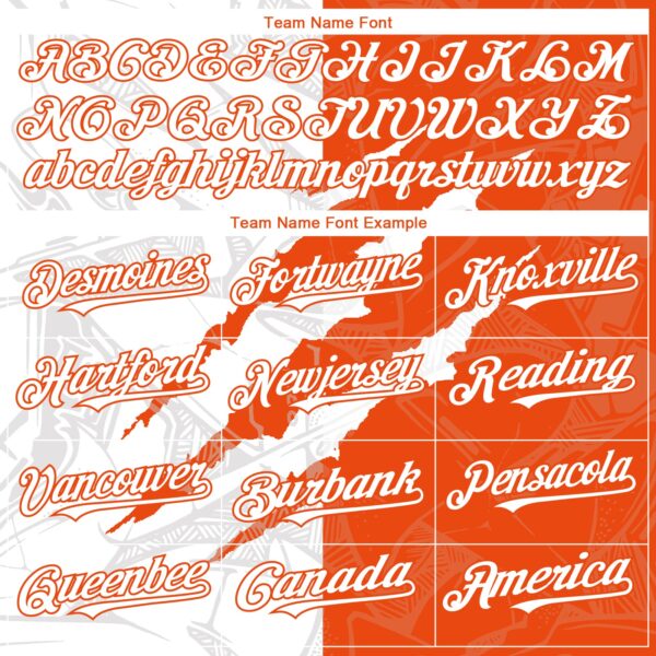 Custom Graffiti Pattern White-Orange 3D Scratch Authentic Baseball Jersey