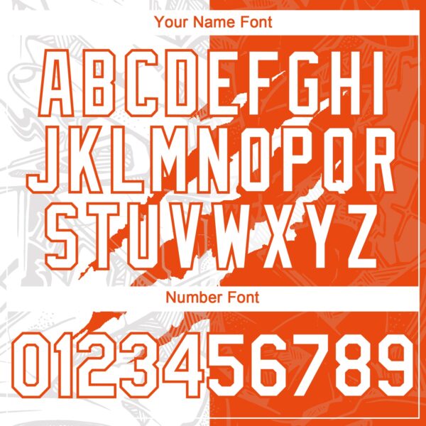 Custom Graffiti Pattern White-Orange 3D Scratch Authentic Baseball Jersey