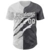 Custom Graffiti Pattern White-Steel Gray 3D Scratch Authentic Baseball Jersey