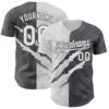 Custom Graffiti Pattern White-Steel Gray 3D Scratch Authentic Baseball Jersey