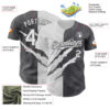 Custom Graffiti Pattern White-Steel Gray 3D Scratch Authentic Baseball Jersey