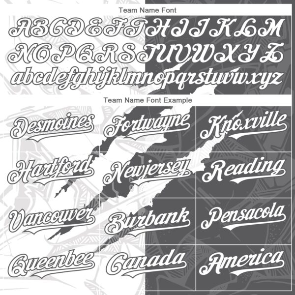 Custom Graffiti Pattern White-Steel Gray 3D Scratch Authentic Baseball Jersey