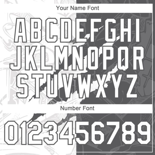 Custom Graffiti Pattern White-Steel Gray 3D Scratch Authentic Baseball Jersey