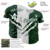 Custom Graffiti Pattern White-Green 3D Scratch Authentic Baseball Jersey