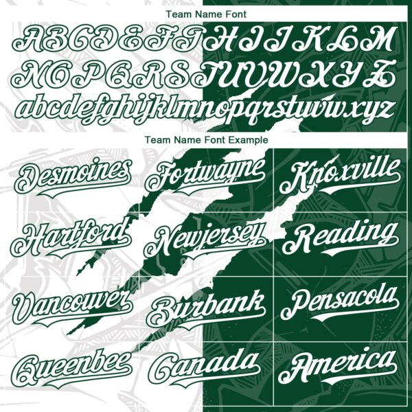 Custom Graffiti Pattern White-Green 3D Scratch Authentic Baseball Jersey