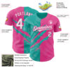 Custom Graffiti Pattern White Pink-Aqua 3D Scratch Authentic Baseball Jersey