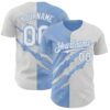 Custom Graffiti Pattern White-Light Blue 3D Scratch Authentic Baseball Jersey