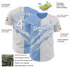 Custom Graffiti Pattern White-Light Blue 3D Scratch Authentic Baseball Jersey
