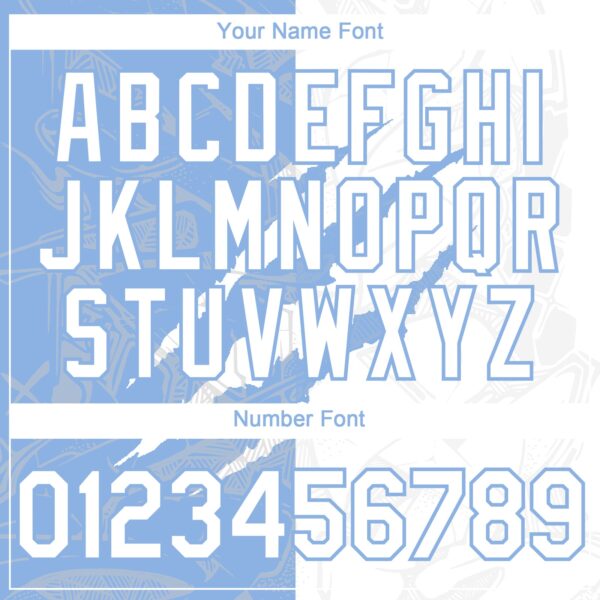 Custom Graffiti Pattern White-Light Blue 3D Scratch Authentic Baseball Jersey