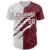 Custom Graffiti Pattern White-Burgundy 3D Scratch Authentic Baseball Jersey
