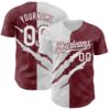 Custom Graffiti Pattern White-Burgundy 3D Scratch Authentic Baseball Jersey